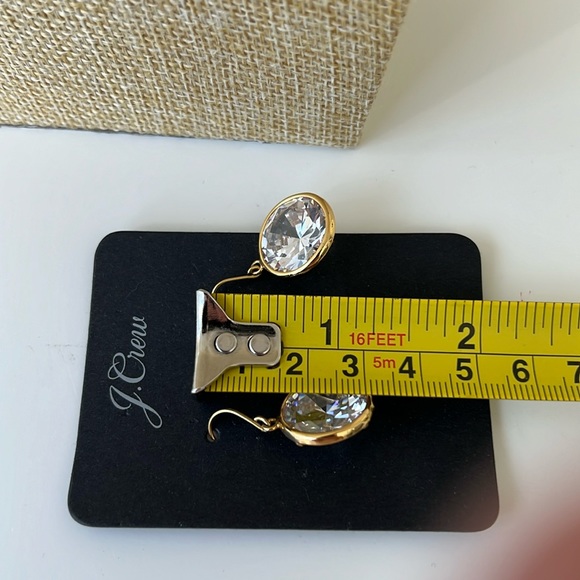 EUC J Crew Extra Large Crystal Rhinestone and Gold Tone Pierced Wire Earrings - Picture 3 of 3